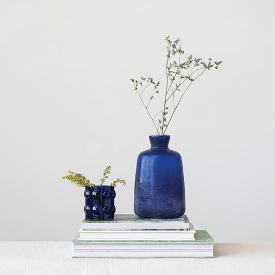 Hello Honey® 9.25" Cobalt Blue Distressed Glass Vase